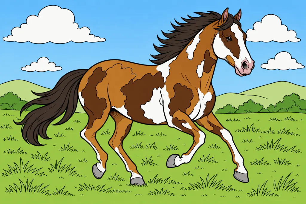 Paint horse coloring page preview in a safe coloring app for kids